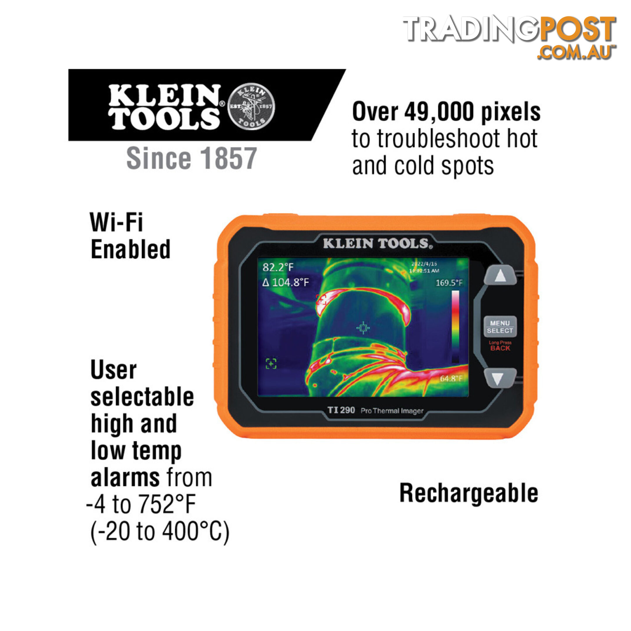 Klein Tools Rechargeable Pro Thermal Imager Over 49,000 Pixels w/ Wi-Fi SKU - TI290