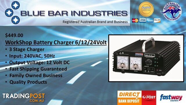 Workshop Battery Charger 3 Stage 6/12/24Volt 10Amp SKU - MW61224