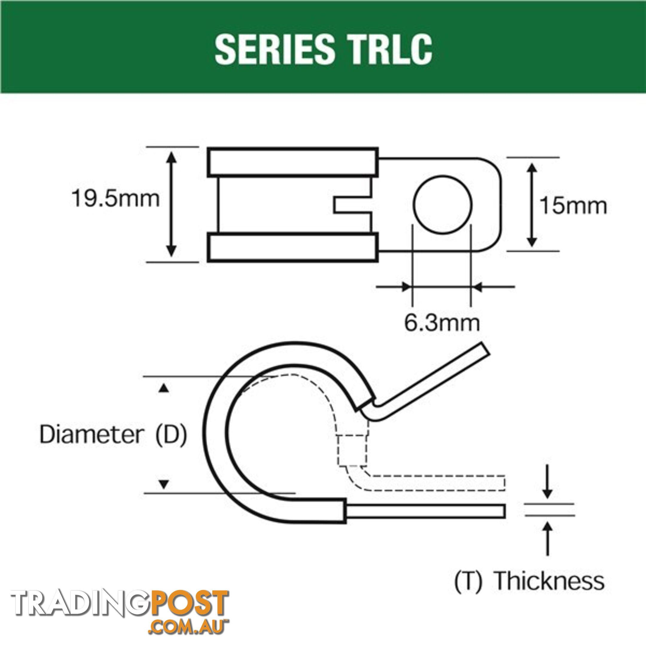 Tridon Rubber Lined Hose Clamp 37mm Zinc Plated 10 pk SKU - TRLC37P