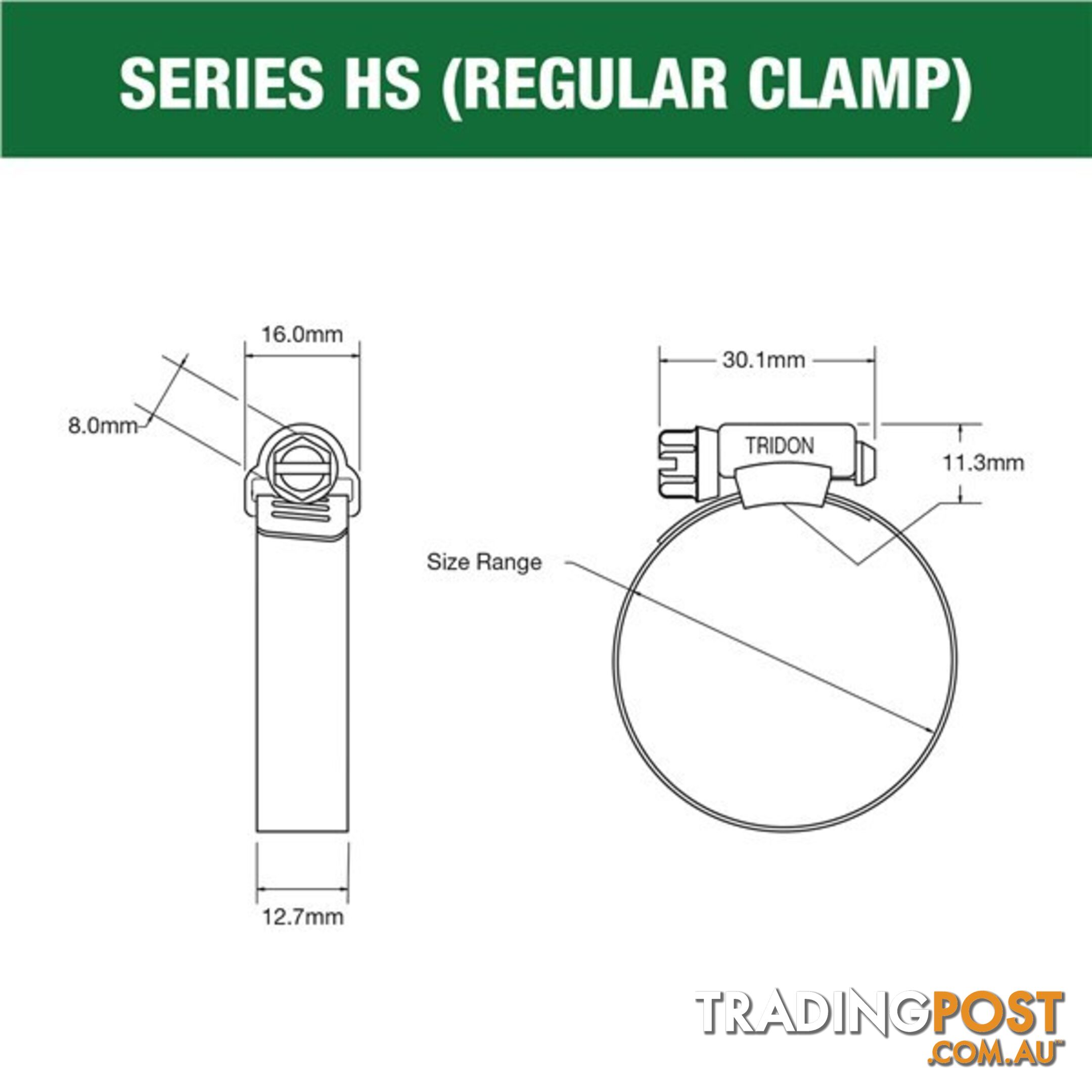 Tridon Part S. Steel Hose Clamps 14mm â 27mm Perforated Band 10pk SKU - HS010P