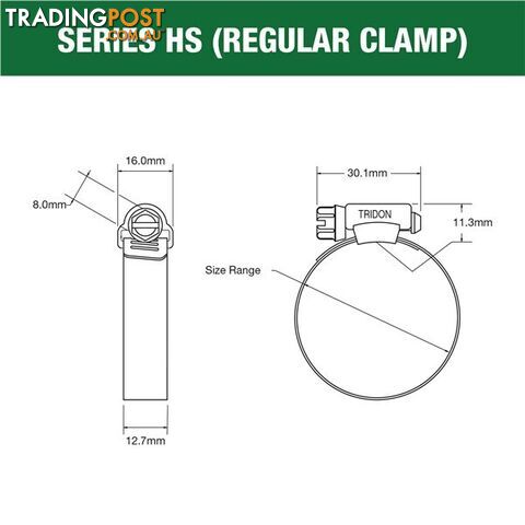 Tridon Part S. Steel Hose Clamps 14mm â 27mm Perforated Band 10pk SKU - HS010P