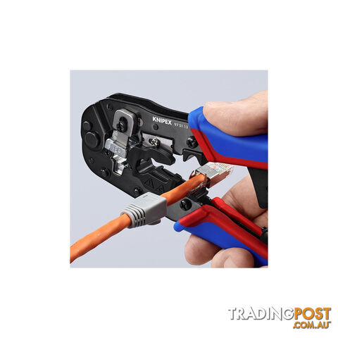 Knipex Crimping Plier for RJ45 Western Plugs 190mm w/ Multi-Component Grips SKU - 975113