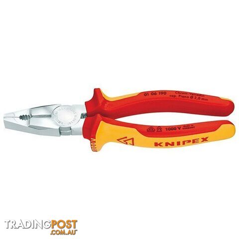 Knipex 190mm Combination Pliers  - Chrome Vanadium 1000V VDE SKU - 106190