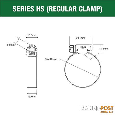 Tridon Part S. Steel Hose Clamps 106mm â 152mm Perforated Band 10pk SKU - HS088P