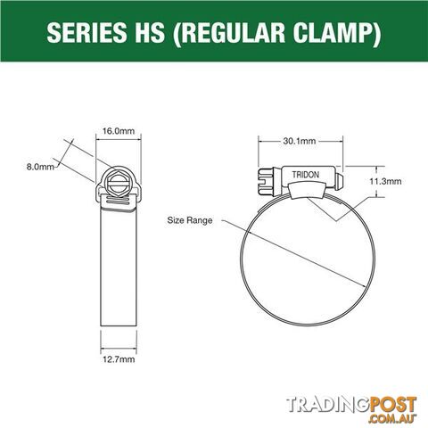 Tridon Part S. Steel Hose Clamps 106mm â 152mm Perforated Band 10pk SKU - HS088P