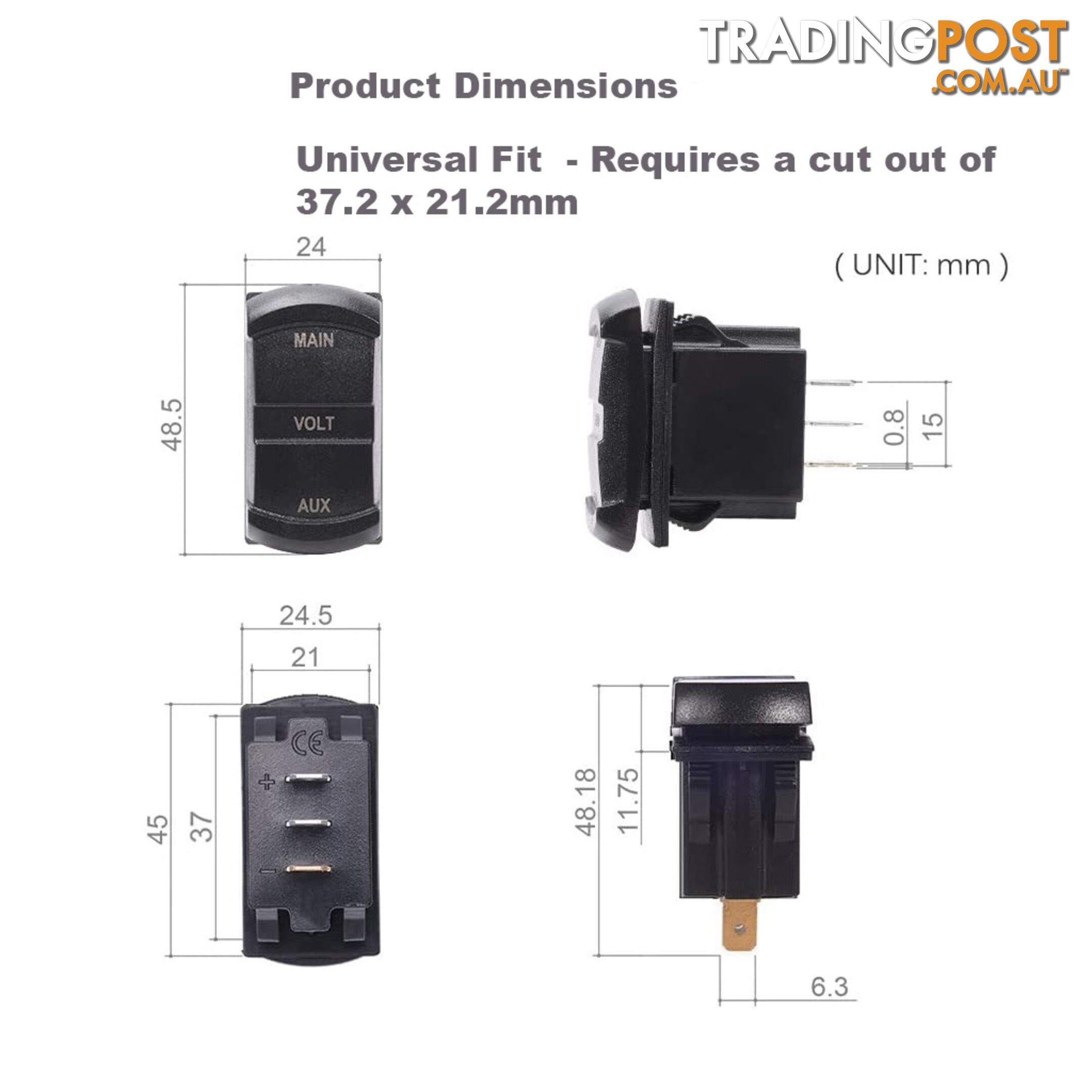 Dual Volt Meter  - Panel Mount 48.5 x 24mm LED Blue B/Light Universal Fit SKU - BB-10053