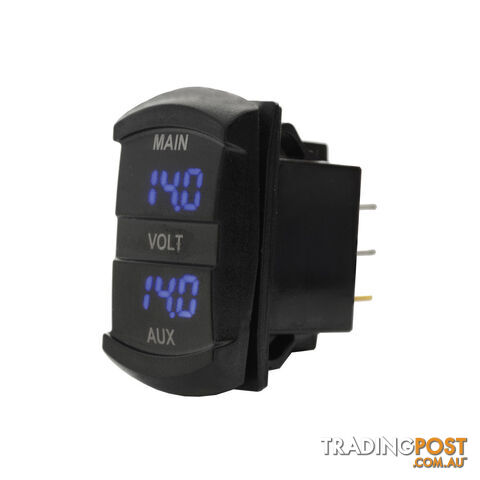 Dual Volt Meter  - Panel Mount 48.5 x 24mm LED Blue B/Light Universal Fit SKU - BB-10053