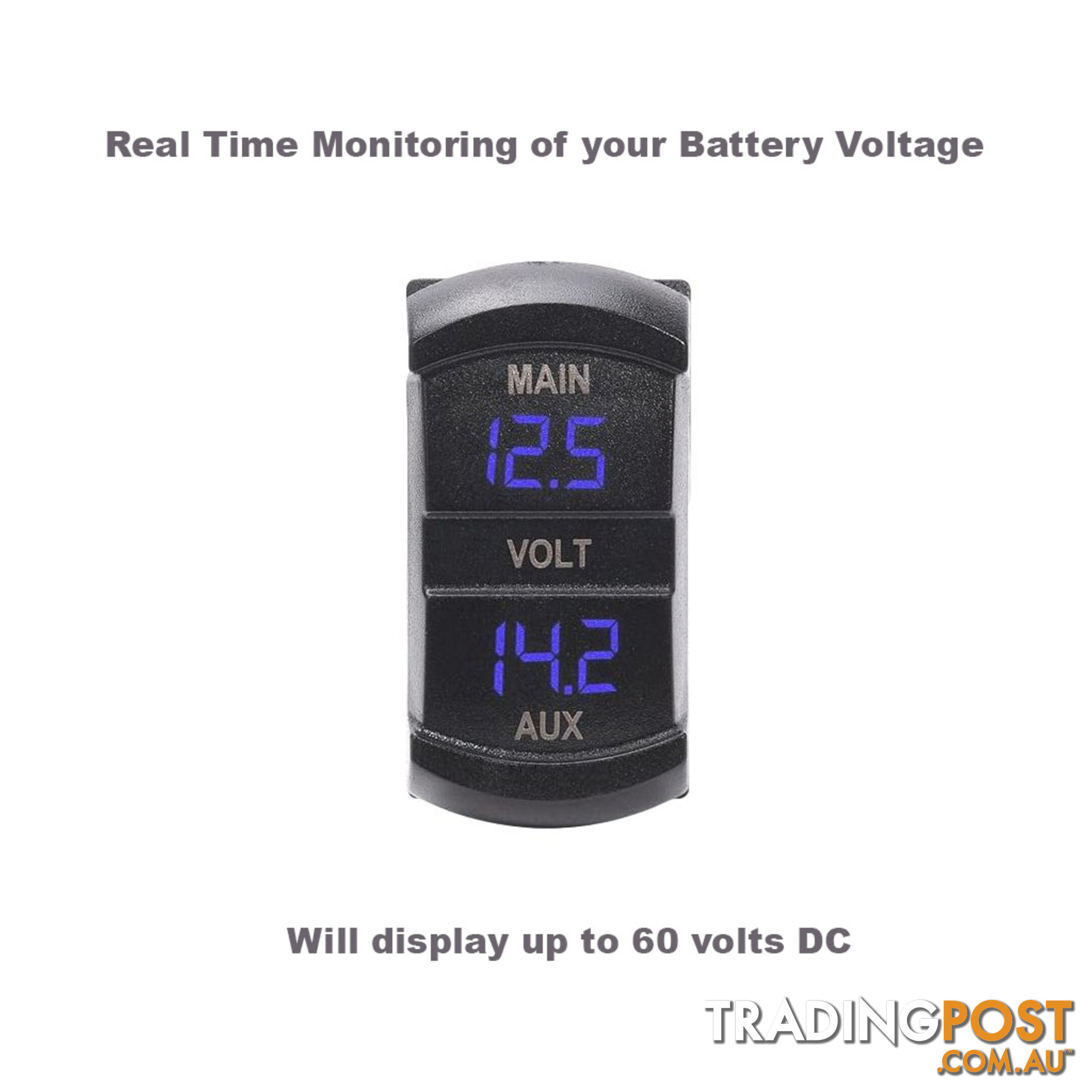 Dual Volt Meter  - Panel Mount 48.5 x 24mm LED Blue B/Light Universal Fit SKU - BB-10053