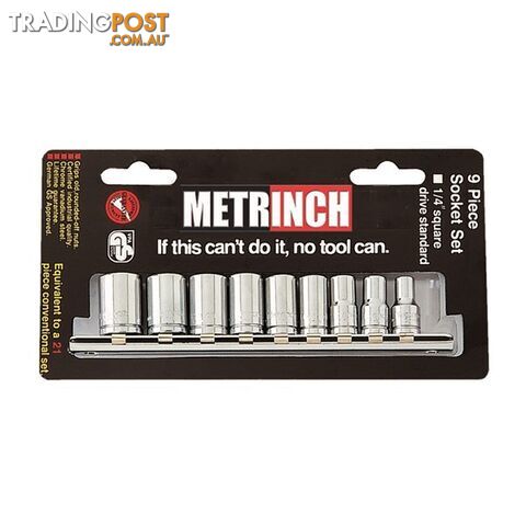 Metrinch 1/4 " Standard Socket Set Drive 9 Piece SKU - MET-0220