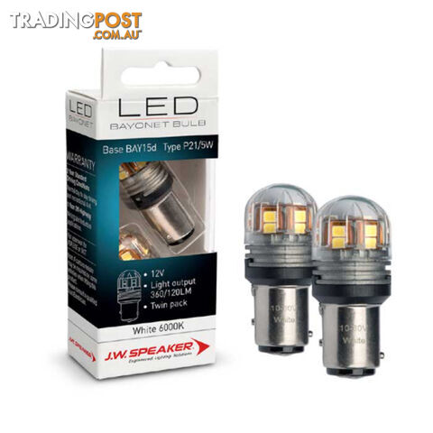 JW Speaker LED Bulb 12/24v P21/5w White 360/120lms 2pc Kit SKU - 990144W