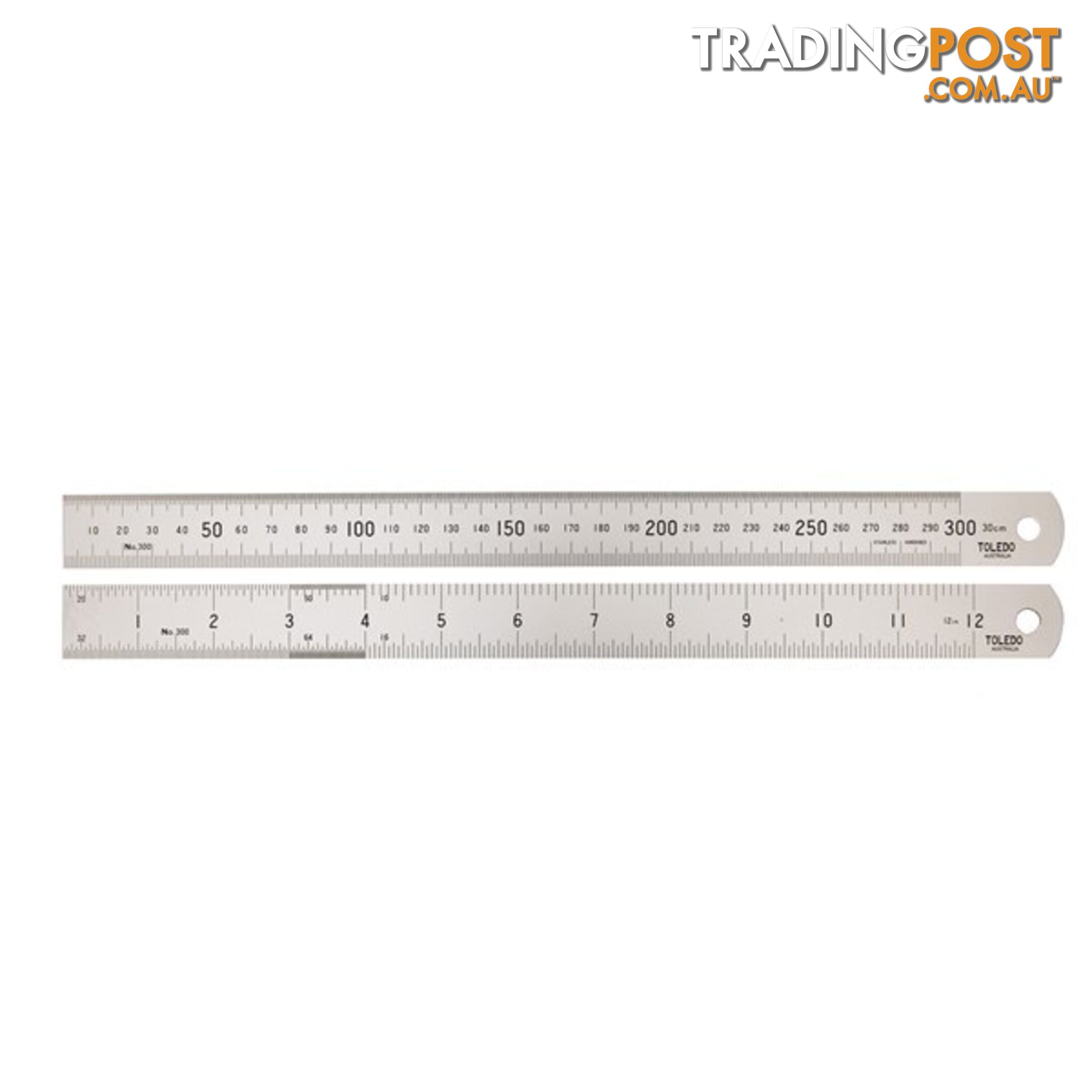 Toledo Stainless Steel Rule Double Sided Metric   Imperial  - 300mm SKU - 30012