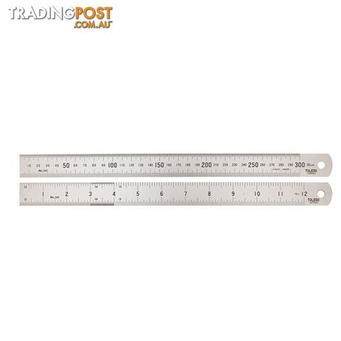 Toledo Stainless Steel Rule Double Sided Metric   Imperial  - 300mm SKU - 30012