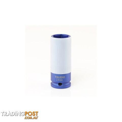 Toledo Wheel Nut Socket 24mm, Drive Type 1/2 ", Dark Blue SKU - 309306