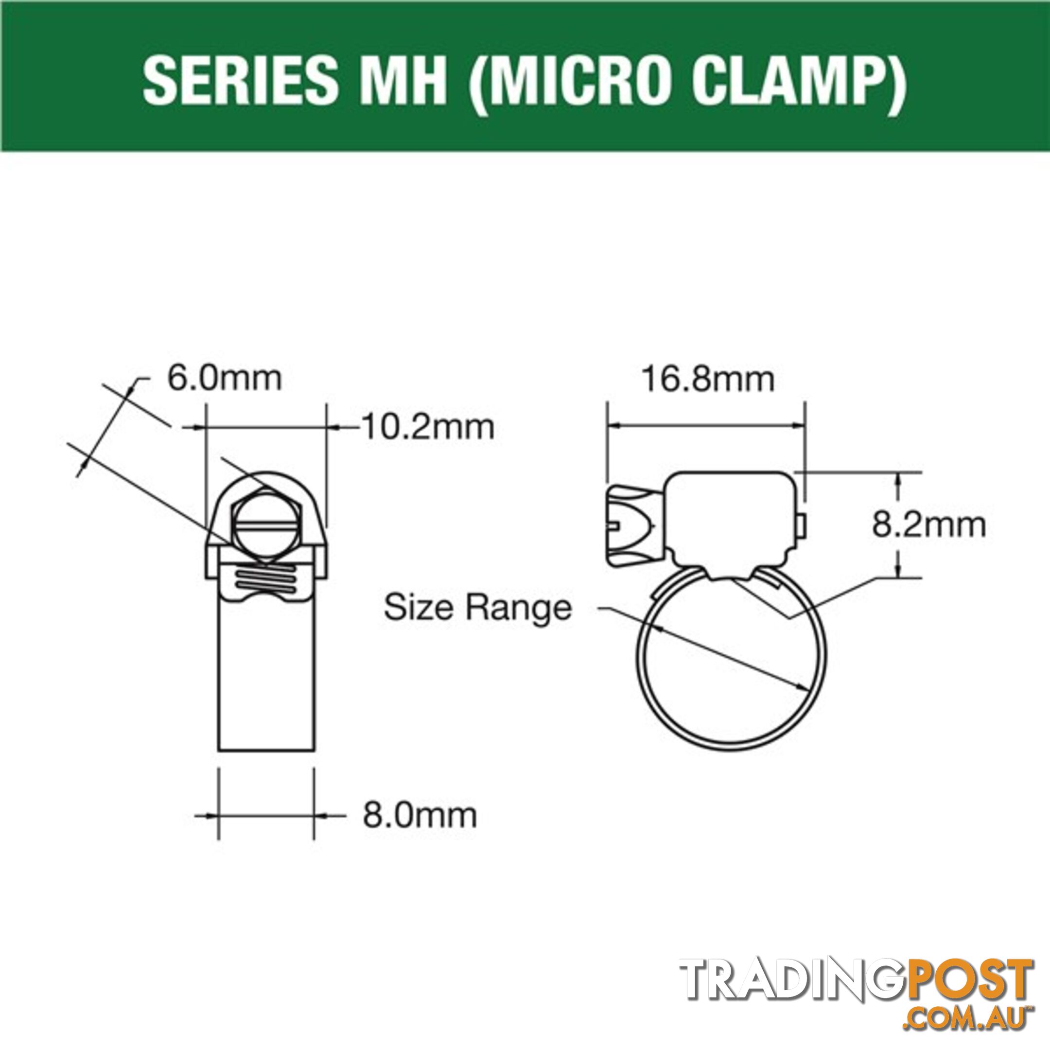 Tridon Part S. Steel Hose Clamp 22mm â 45mm Micro Perforated Band 10pk SKU - MH020P