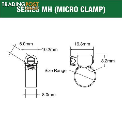 Tridon Part S. Steel Hose Clamp 22mm â 45mm Micro Perforated Band 10pk SKU - MH020P