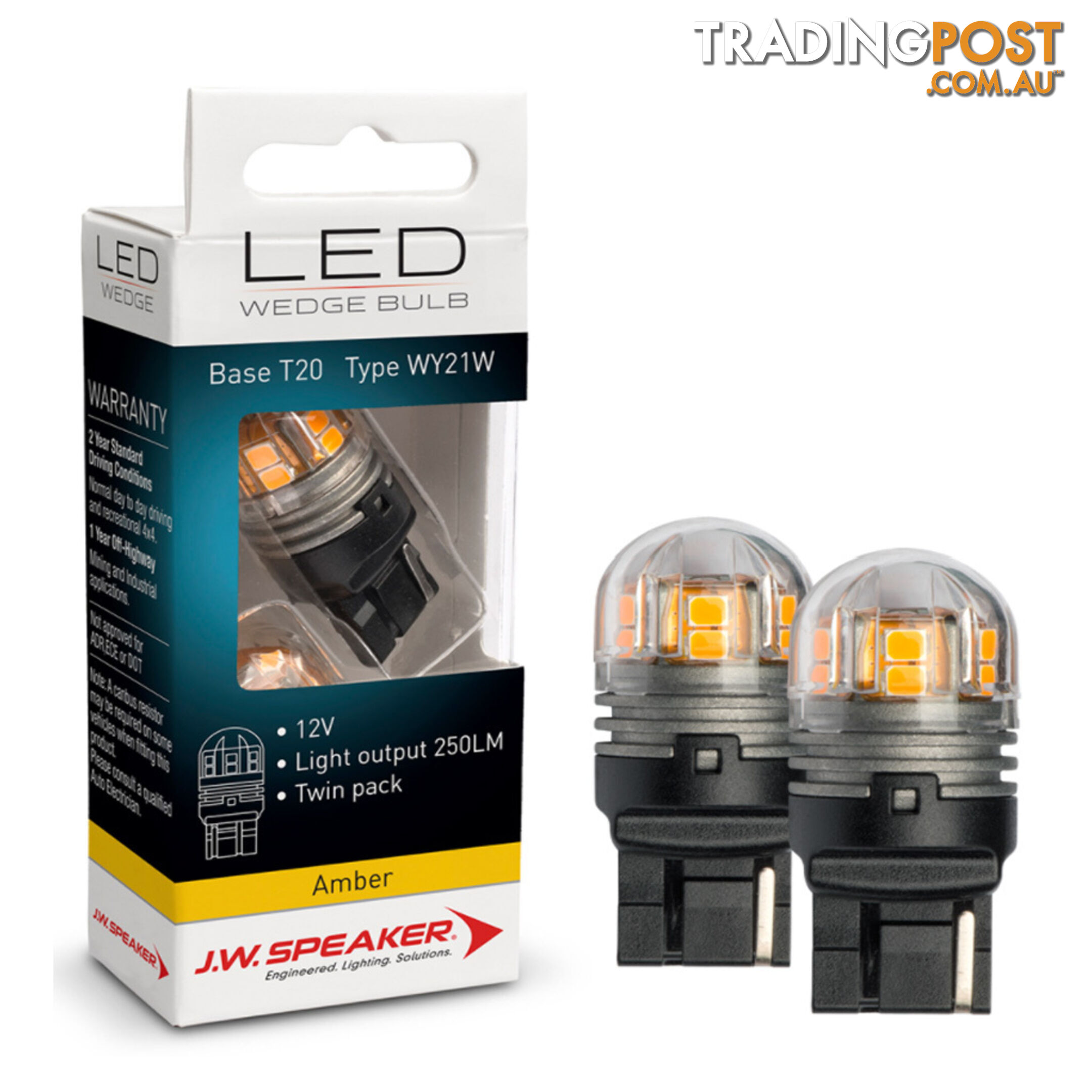 JW Speaker LED 12/24v Bulb T20 Base Amber Light Twin Pack SKU - 990126