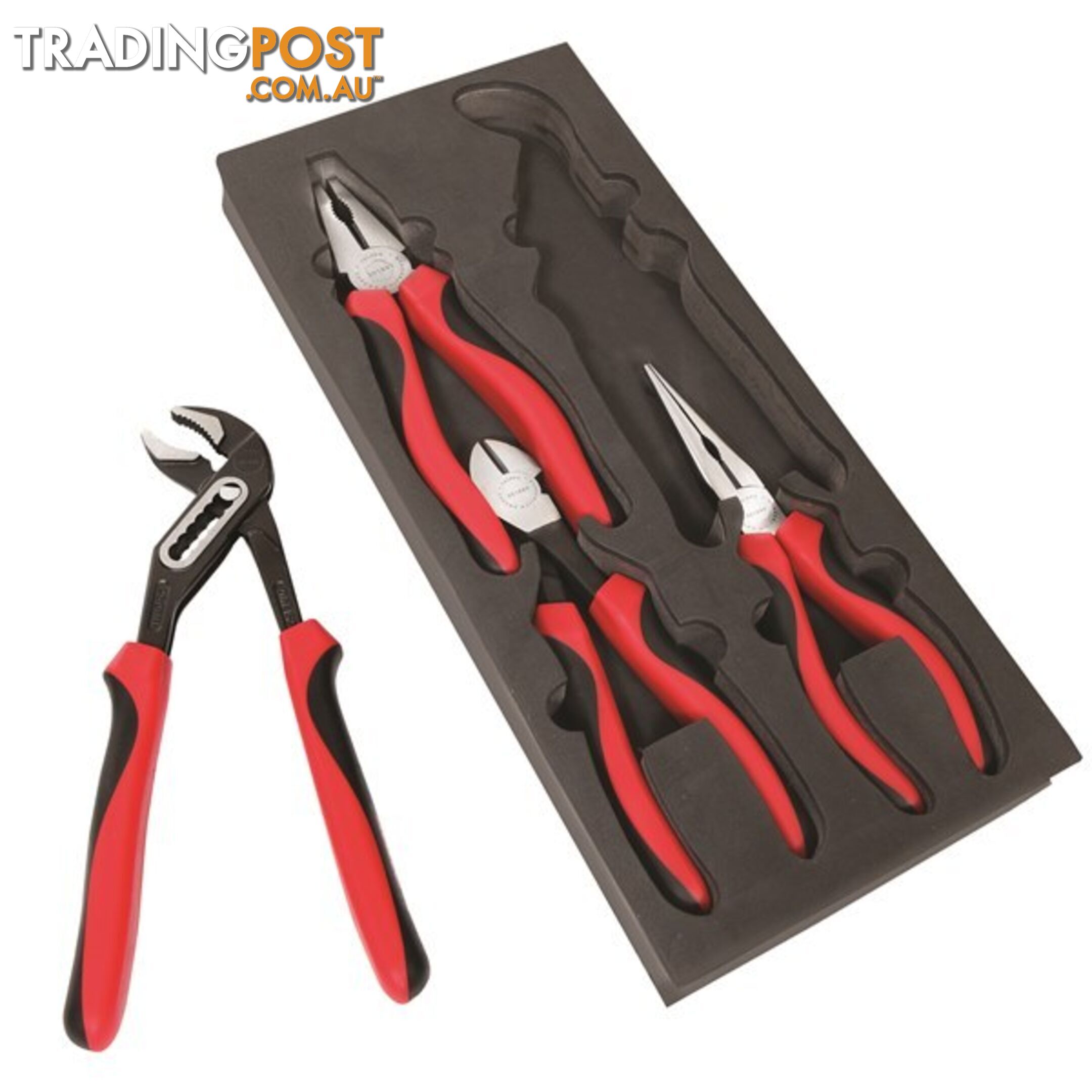 Toledo Plier   Cutter 4pc Set Combo, Diagonal, Long Nose, Multi Grip SKU - TPSA01