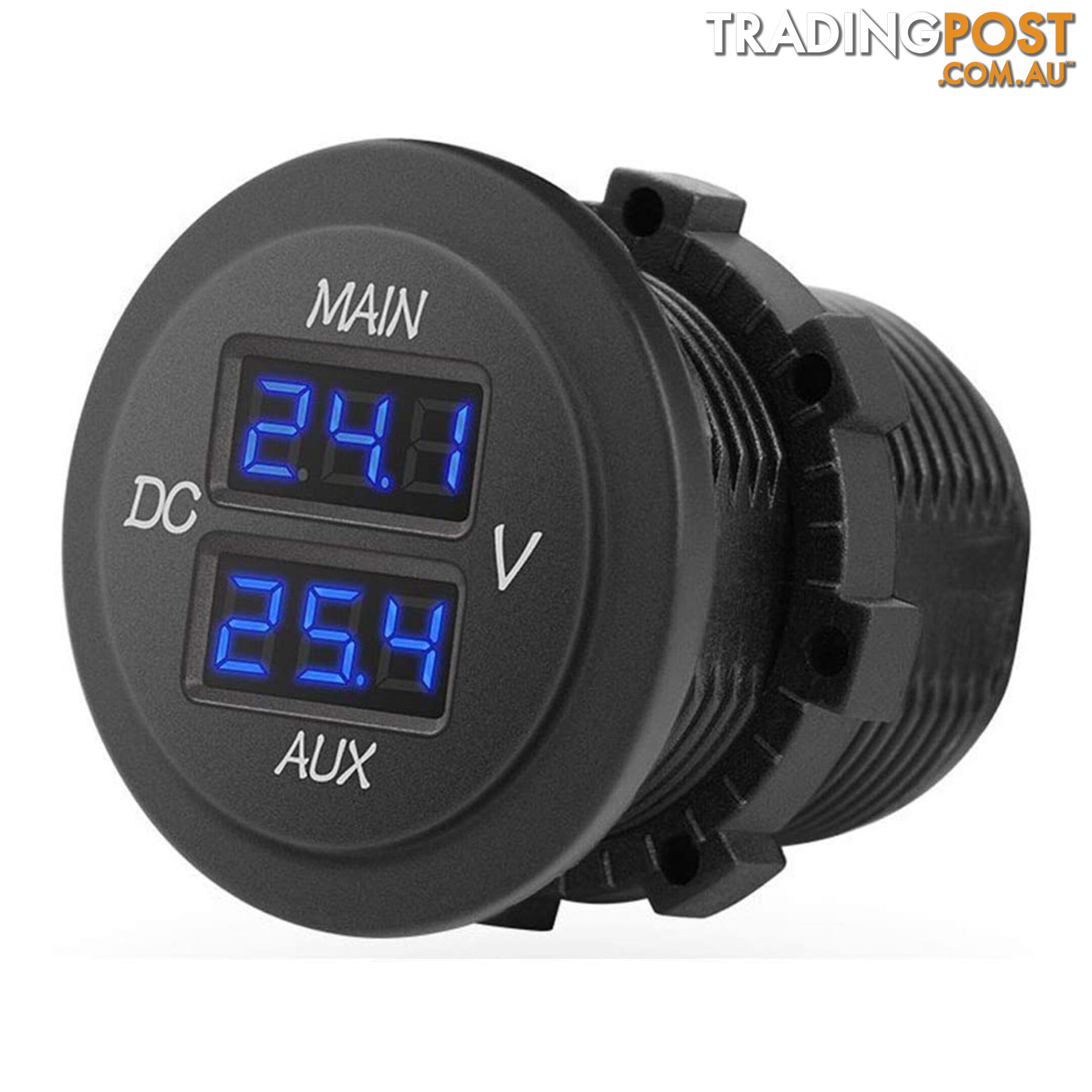 Dual Volt Meter Round Panel Mount LED Display 12/24 v SKU - BB-DUALVOLT