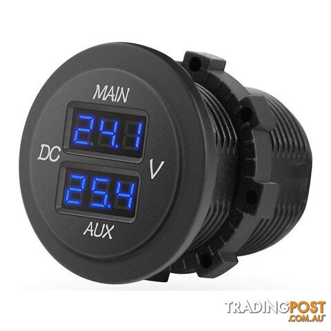 Dual Volt Meter Round Panel Mount LED Display 12/24 v SKU - BB-DUALVOLT