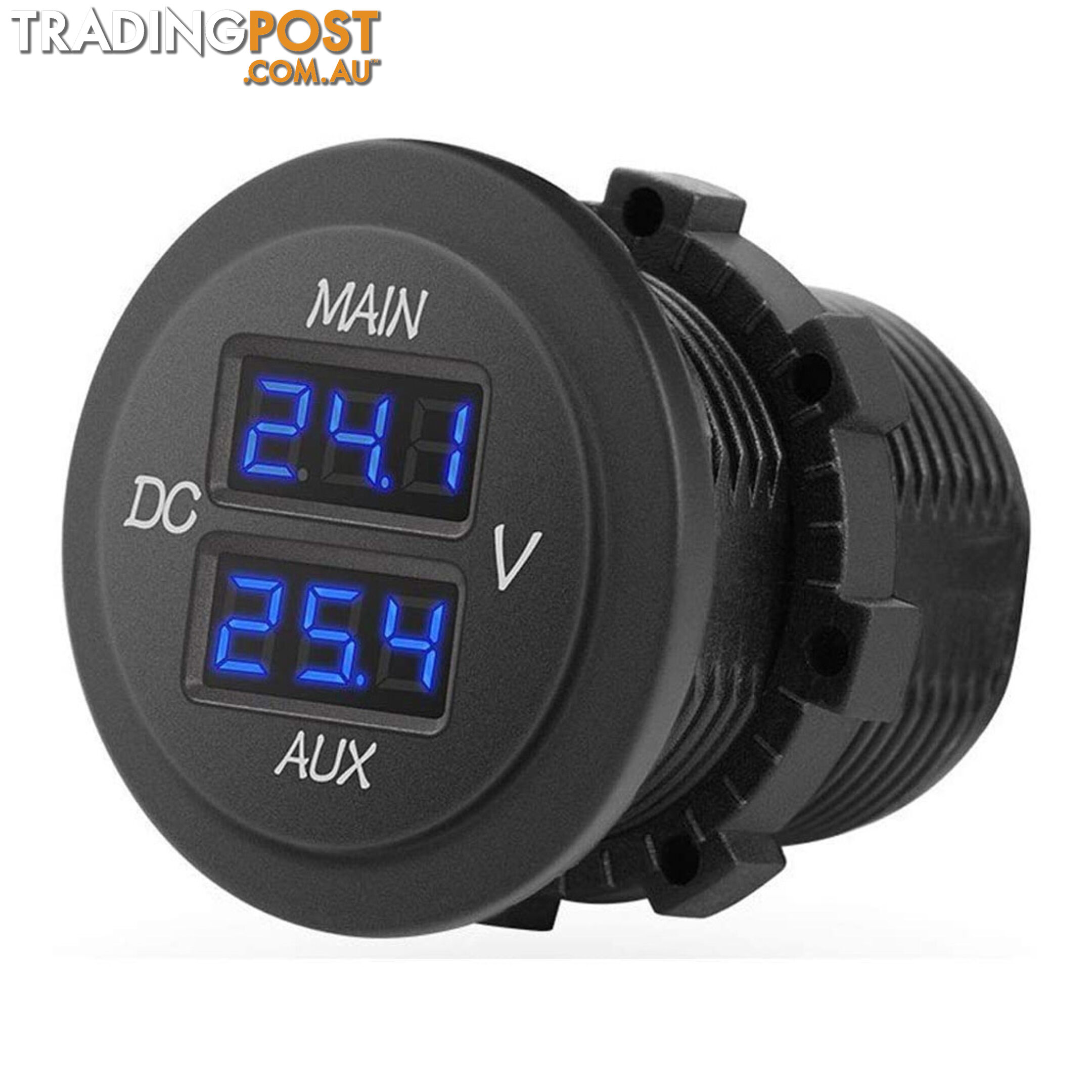 Dual Volt Meter Round Panel Mount LED Display 12/24 v SKU - BB-DUALVOLT