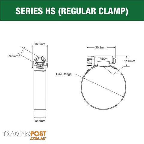 Tridon Part S. Steel Hose Clamps 46mm â 70mm Perforated Band 10pk SKU - HS036P