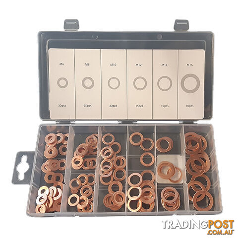 Copper Washers 6mm-16mm ID 110 Pack M6-M16 SKU - RG2814