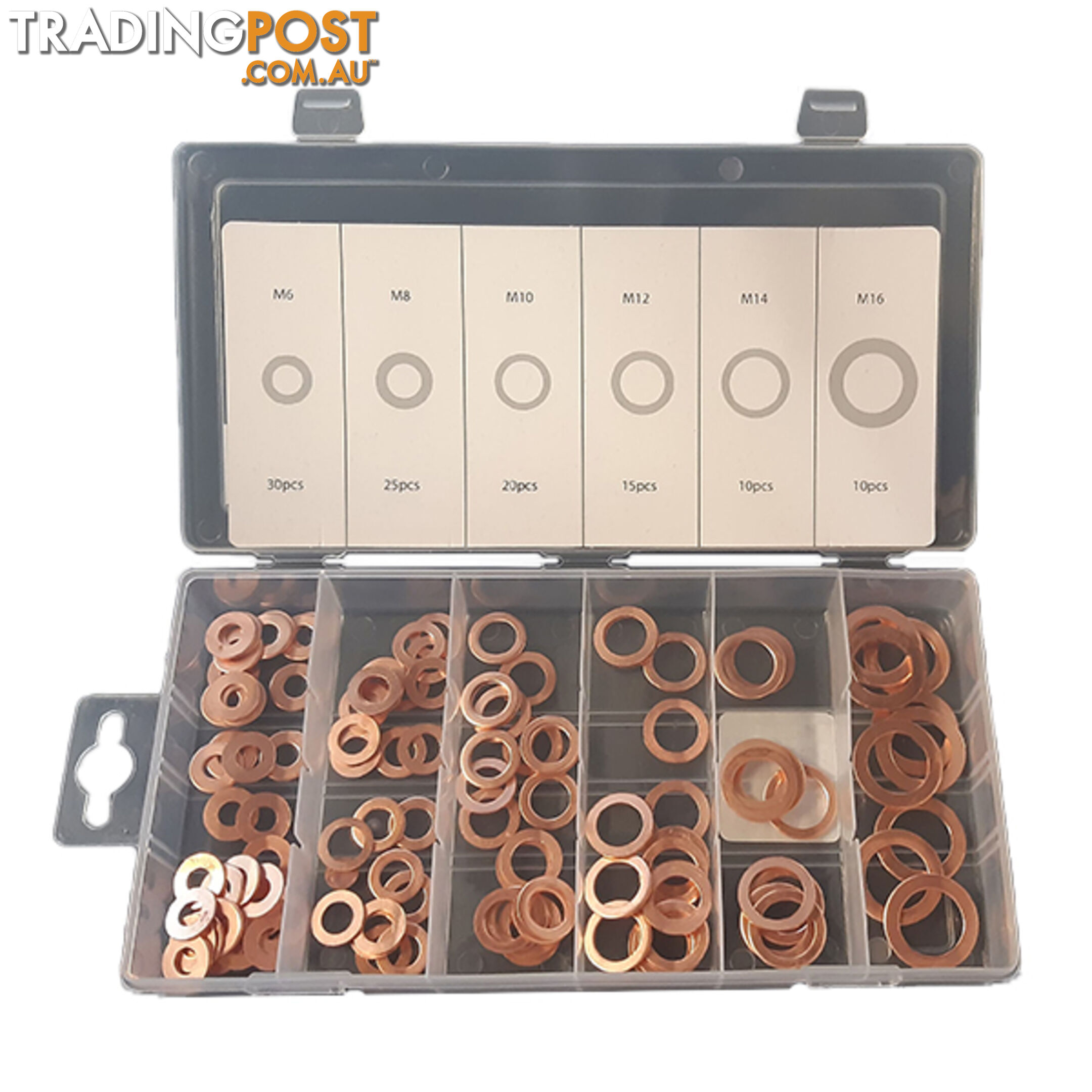 Copper Washers 6mm-16mm ID 110 Pack M6-M16 SKU - RG2814