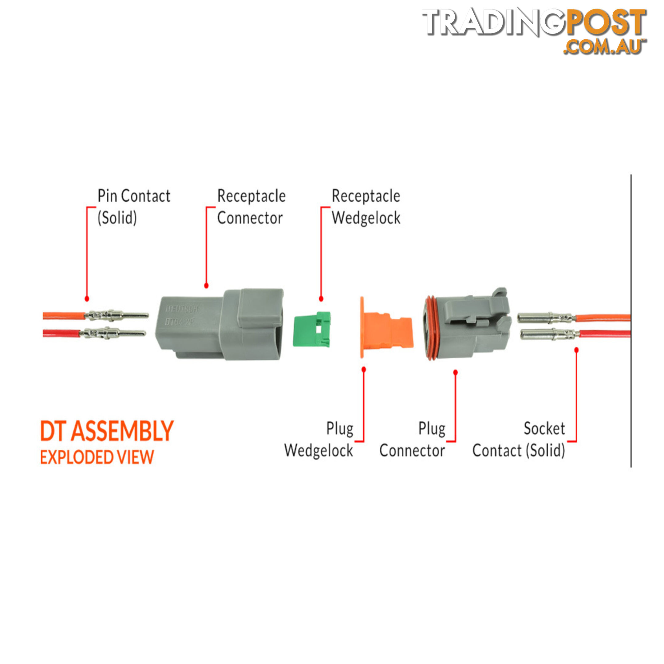 Deutsch DT 2-Way 2 Pin Electrical Connector Waterproof Plug Kit SKU - BB-Deutsch2Pin