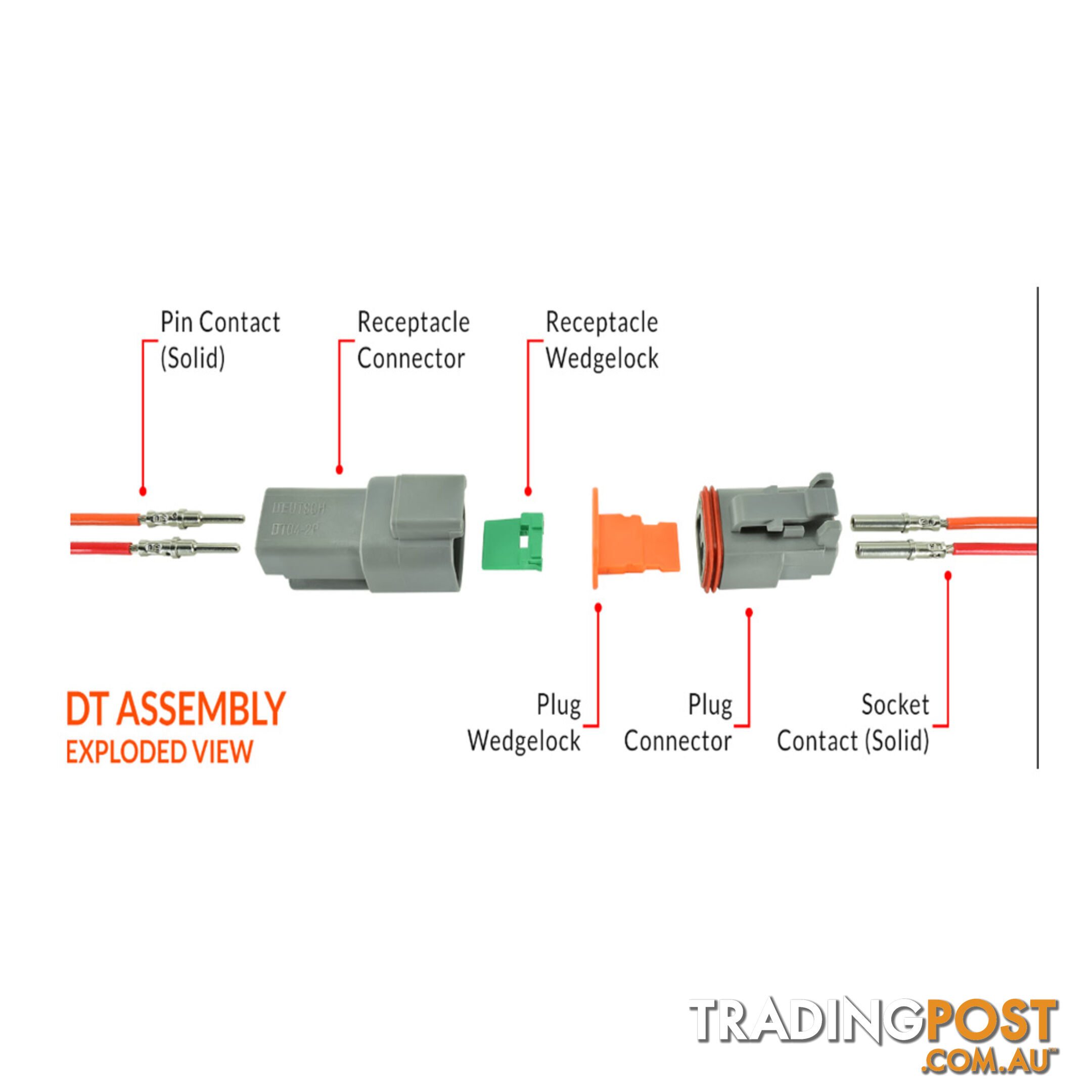 Deutsch DT 2-Way 2 Pin Electrical Connector Waterproof Plug Kit SKU - BB-Deutsch2Pin