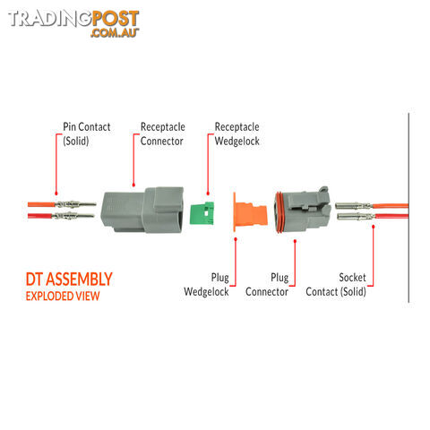 Deutsch DT 2-Way 2 Pin Electrical Connector Waterproof Plug Kit SKU - BB-Deutsch2Pin