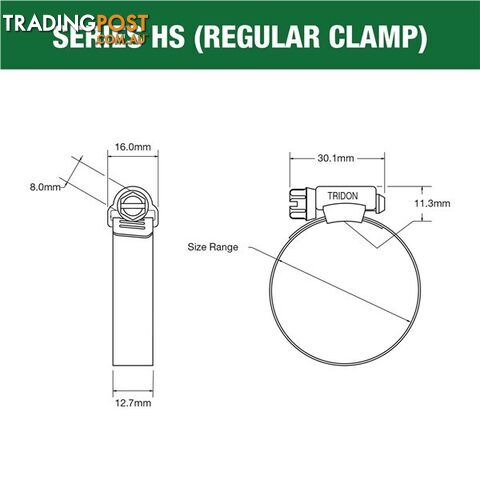 Tridon Part S. Steel Hose Clamps 78mm â 102mm Perforated Band 10pk SKU - HS056P