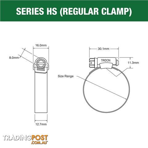 Tridon Part S. Steel Hose Clamps 115mm â 165mm Perforated Band 10pk SKU - HS096P