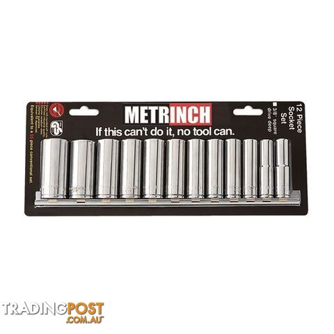 Metrinch Deep Wall Socket Set 3/8 " Drive 12 Piece SKU - MET-0330