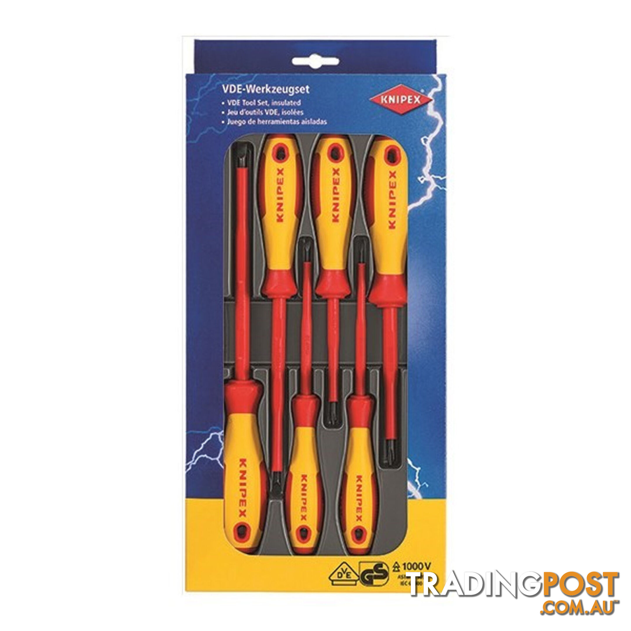 Knipex 1000V Insulated Screwdriver 6pc Set 4 Slotted 2 Phillips SKU - 002012V01