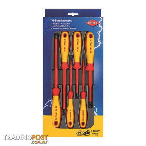 Knipex 1000V Insulated Screwdriver 6pc Set 4 Slotted 2 Phillips SKU - 002012V01