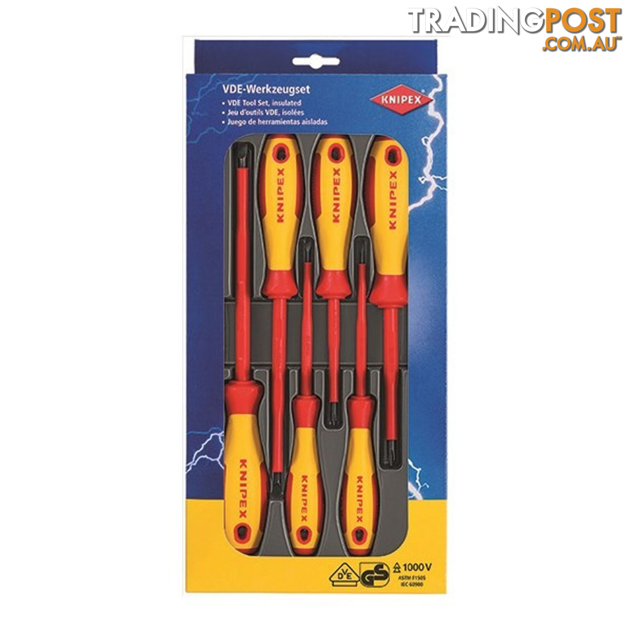 Knipex 1000V Insulated Screwdriver 6pc Set 4 Slotted 2 Phillips SKU - 002012V01