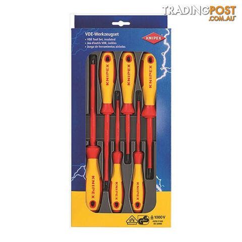 Knipex 1000V Insulated Screwdriver 6pc Set 4 Slotted 2 Phillips SKU - 002012V01