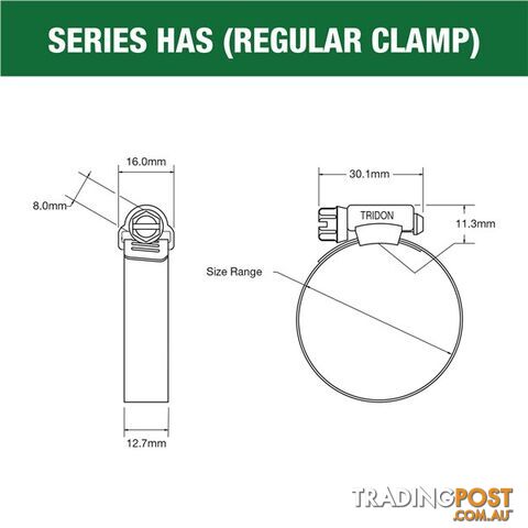 Tridon Full S. Steel Hose Clamps 84mm â 108mm Perforated Band 10pk SKU - HAS060P