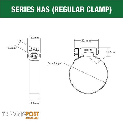 Tridon Full S. Steel Hose Clamps 84mm â 108mm Perforated Band 10pk SKU - HAS060P