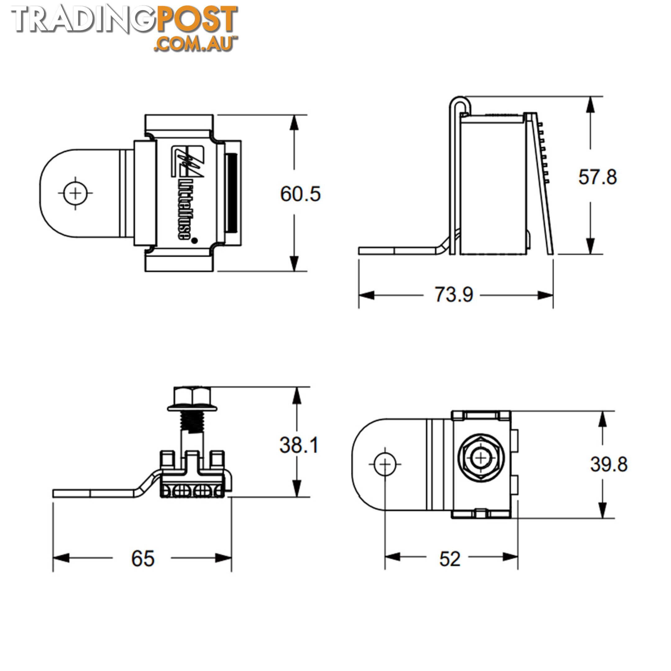 Littlefuse ZCase Fuse Battery Stud Mount Bars 1 Pole and Fuse Cover SKU - 0FHZ0212Z