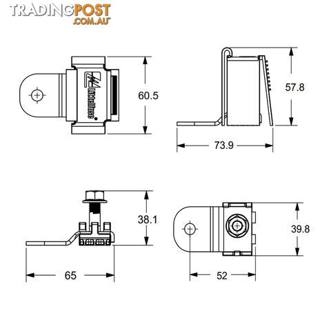 Littlefuse ZCase Fuse Battery Stud Mount Bars 1 Pole and Fuse Cover SKU - 0FHZ0212Z