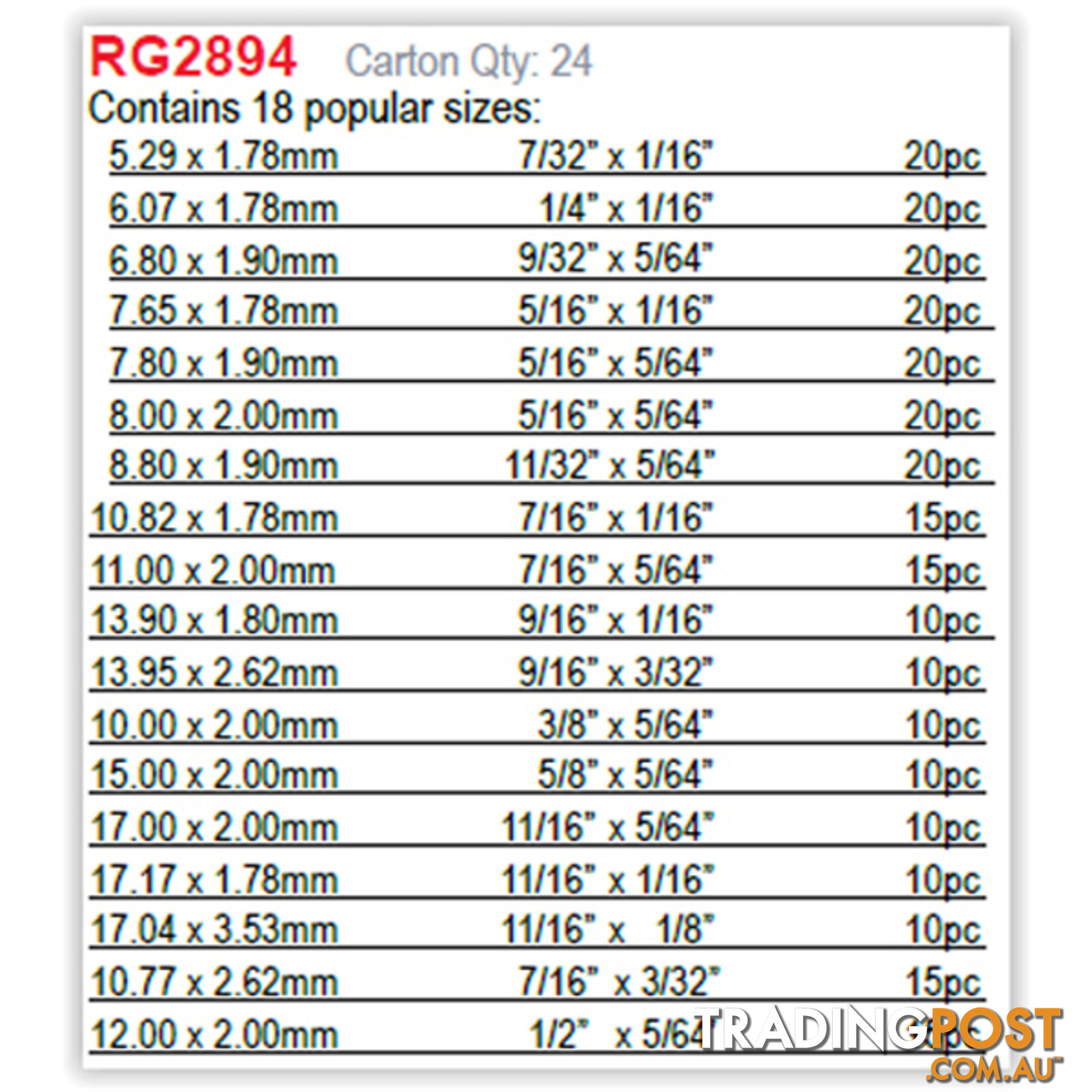 270pc HNBR O-Ring Assortment Kit SKU - RG2894