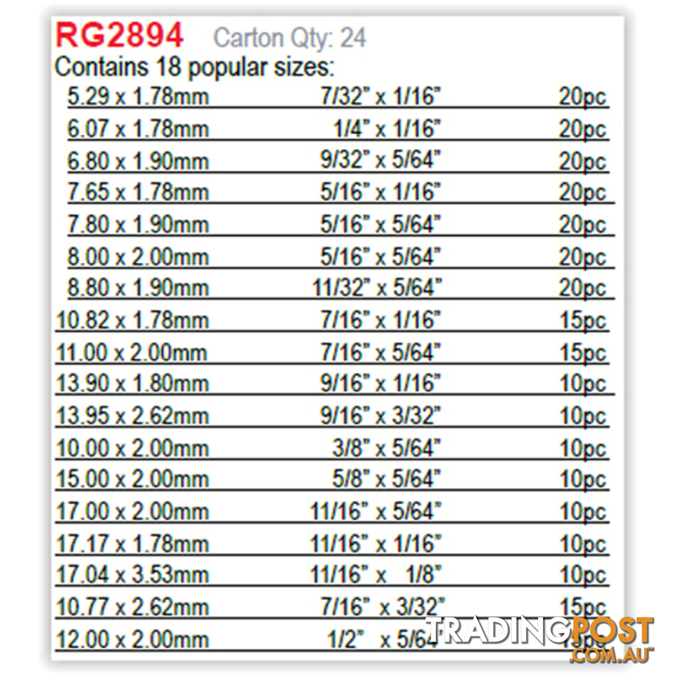 270pc HNBR O-Ring Assortment Kit SKU - RG2894