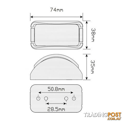 LED Autolamp Side Marker 42 Series Red 74 x 38 x 35mm 12 / 24v SKU - 42RM - photo 2 of 2