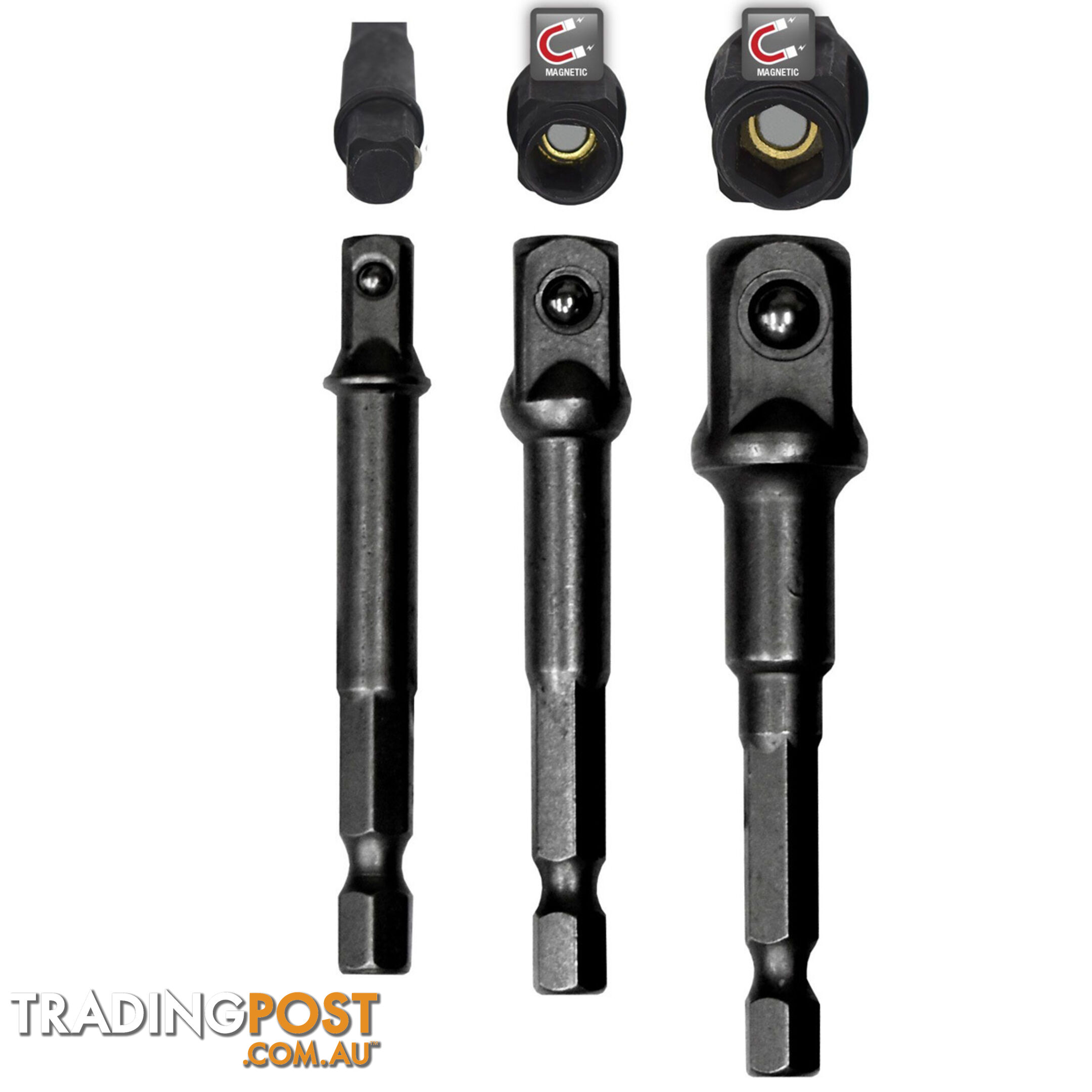 PK Tools 2 in 1 Magnetic Socket / Drill Adaptor 3pc Set SKU - PT10804