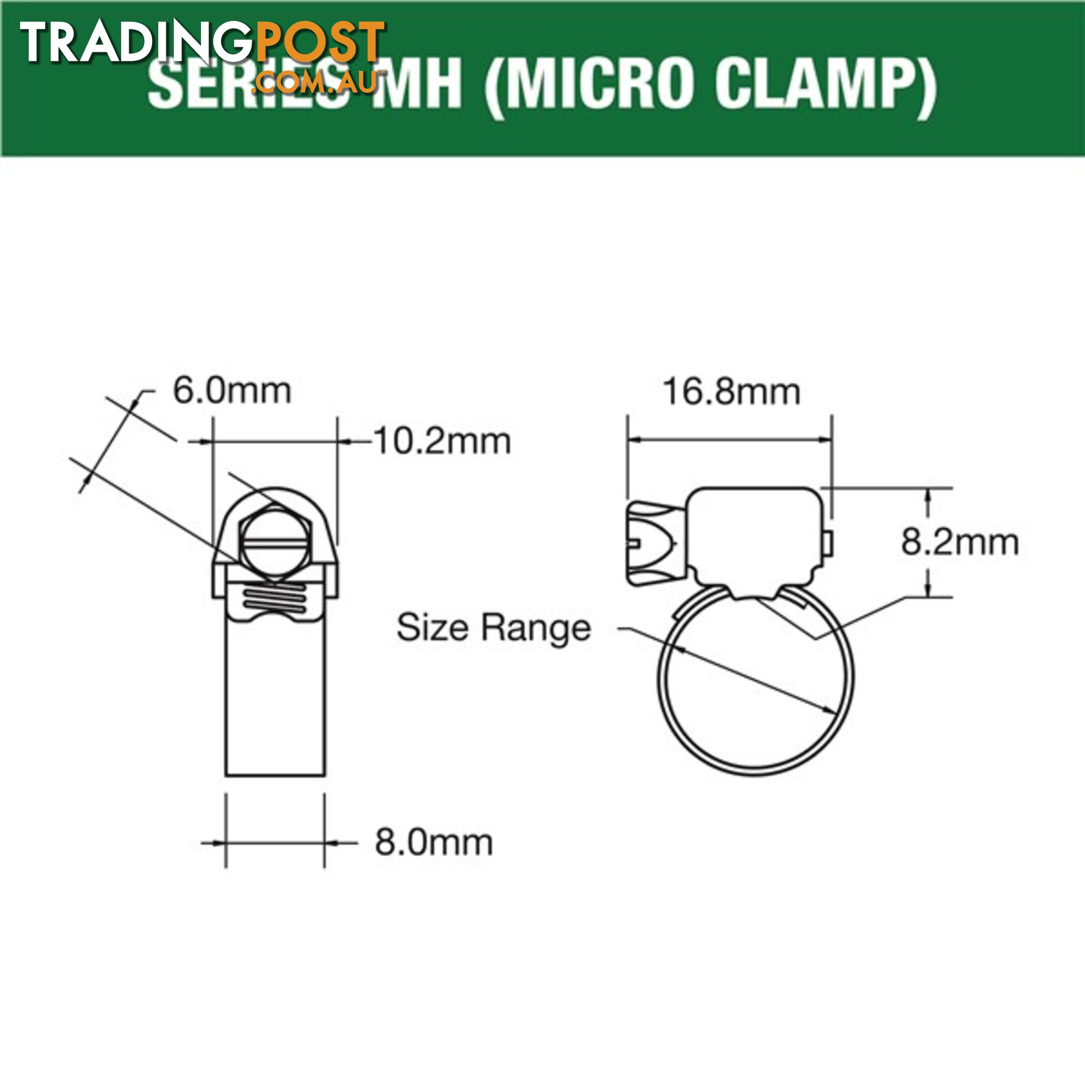 Tridon Part S. Steel Hose Clamp 46mm â 64mm Micro Perforated Band 10pk SKU - MH032P