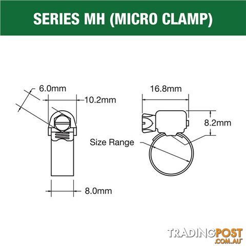 Tridon Part S. Steel Hose Clamp 46mm â 64mm Micro Perforated Band 10pk SKU - MH032P