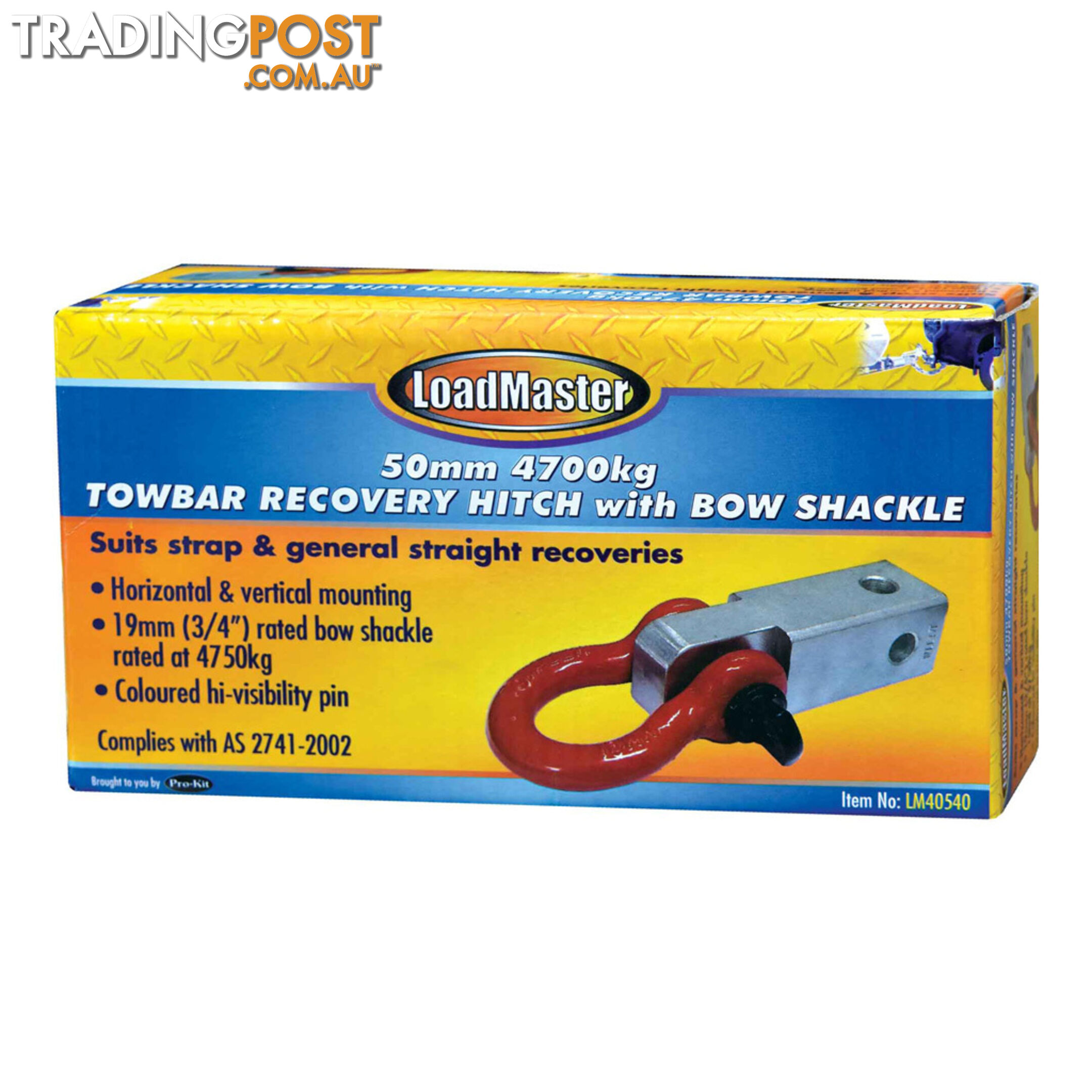 PK Tools Towbar Recovery Hitch with Bow Shackle 50mm 4700kg 3/4 " Shackle SKU - LM40540