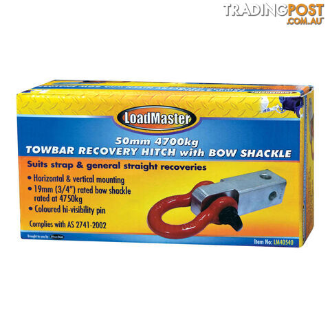 PK Tools Towbar Recovery Hitch with Bow Shackle 50mm 4700kg 3/4 " Shackle SKU - LM40540