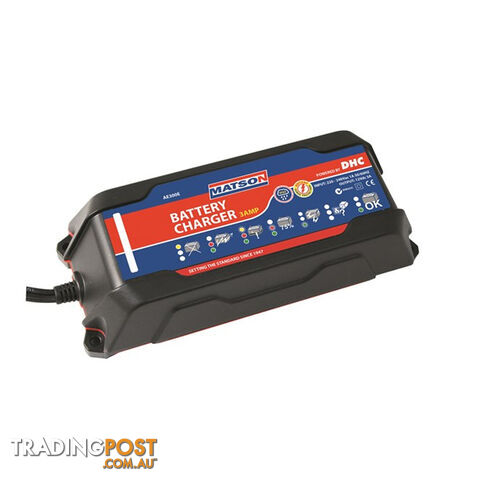 Matson Battery Charger 12v 3 amp 5 Stage WaterProof Automatic Charging SKU - AE300E